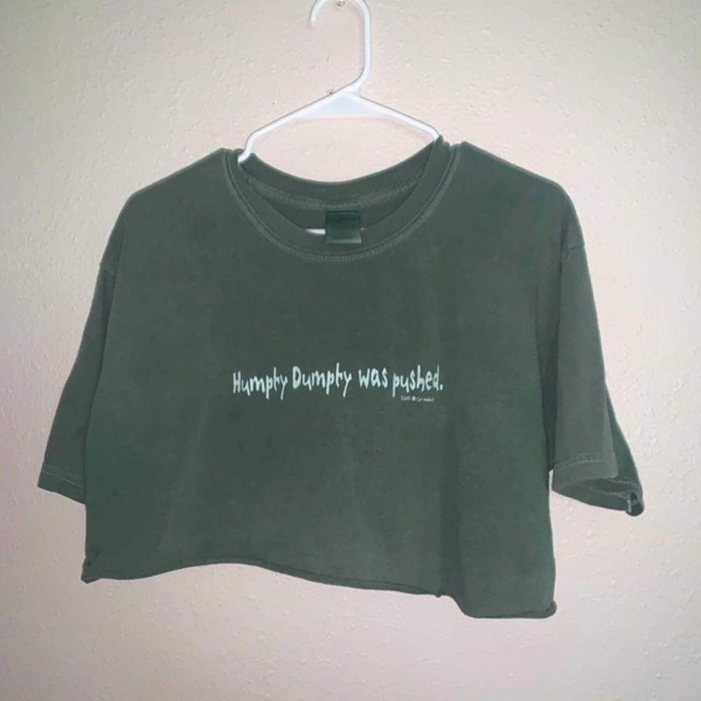 Humor dumpty funny graphic crop top tee green